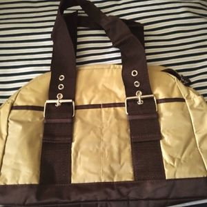 Brown and tan hand bag